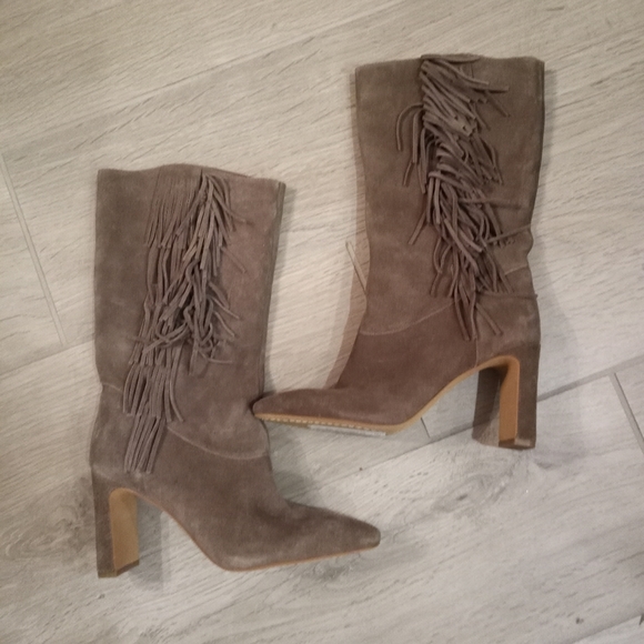Vince Camuto Sterla Mid Calf Suede Fringe Boot NEW - Picture 5 of 7